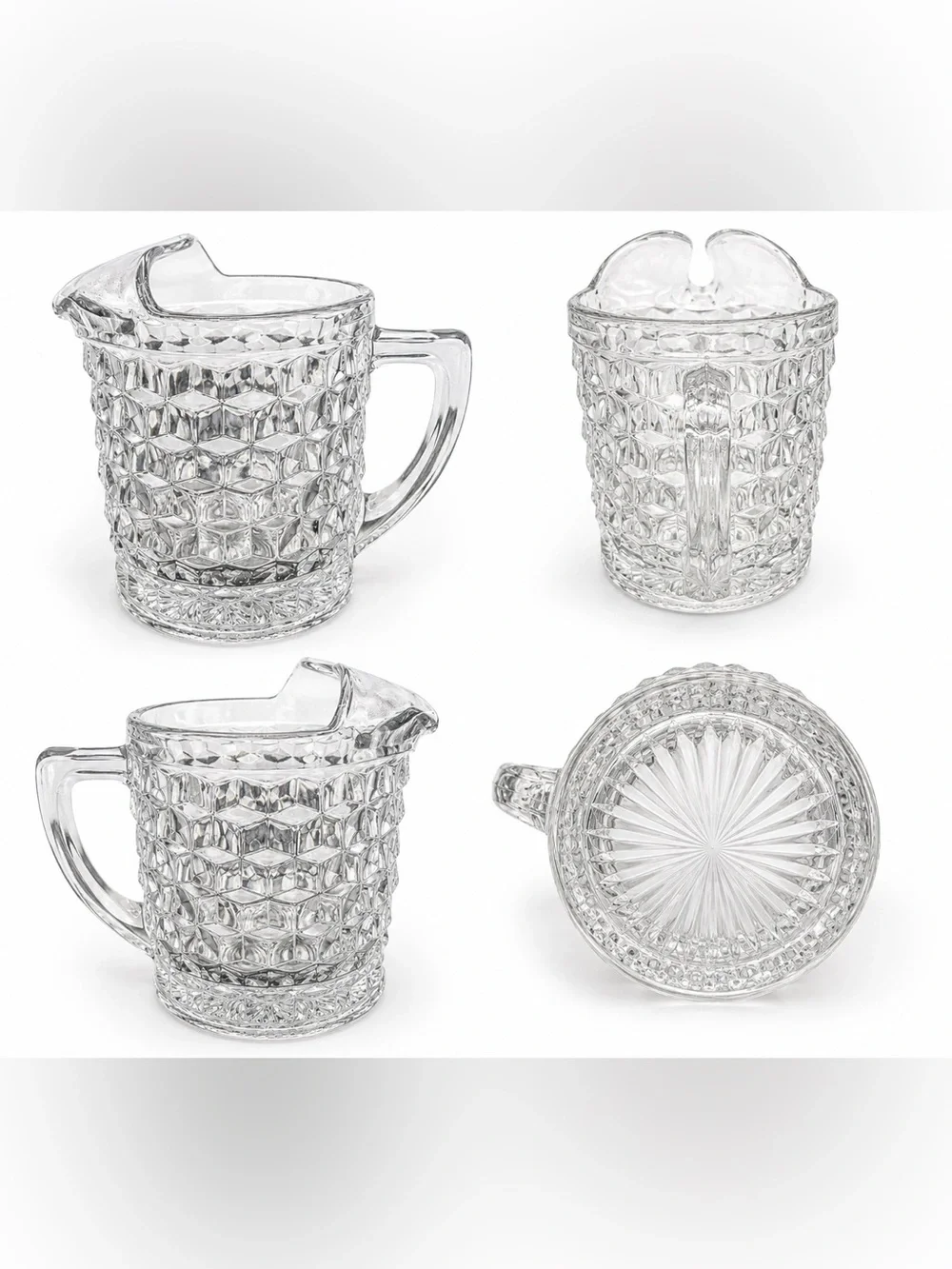 Fostoria Crystal American 8 1/4” 1/2 Gallon Flat Bottom Ice-Lip Pitcher